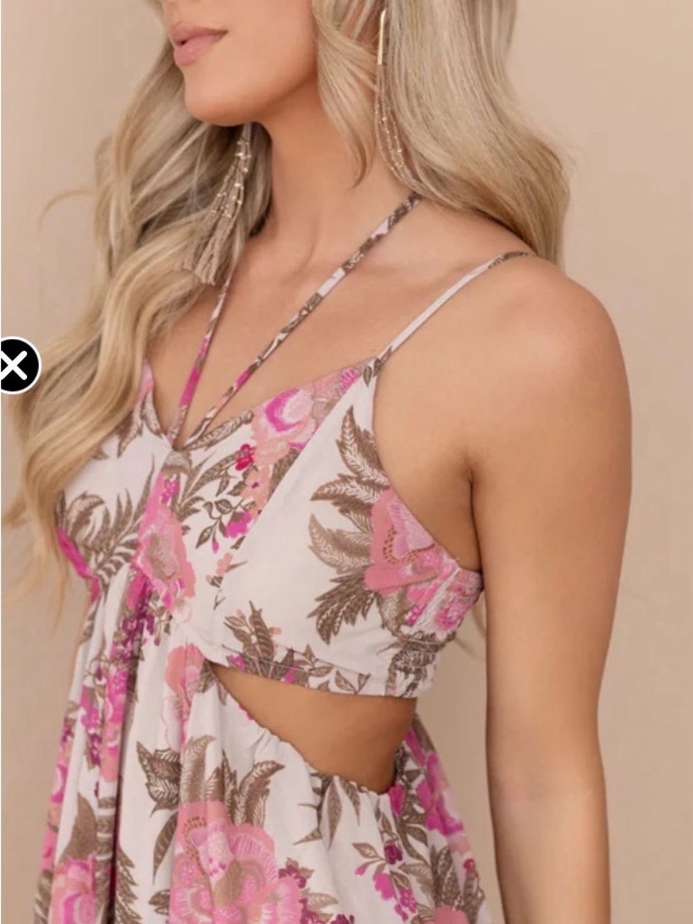 Joyfolie Pink Mari Floral Pink Cutout Maxi Dress WOW!!! - Picture 3 of 8